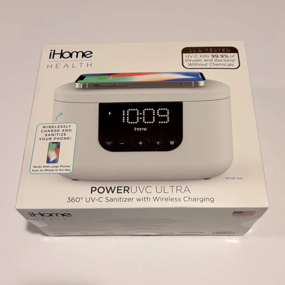 iHome Health Power UVC Ultra 360 UV-C Sanitizer with wireless Charging